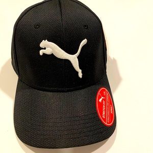 PUMA MEN STRETCH FIT FITTED BLACK GREY HAT CAP